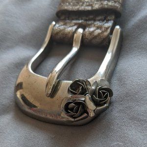 VINTAGE Miu Miu Silver Leather Belt | Unique Roses